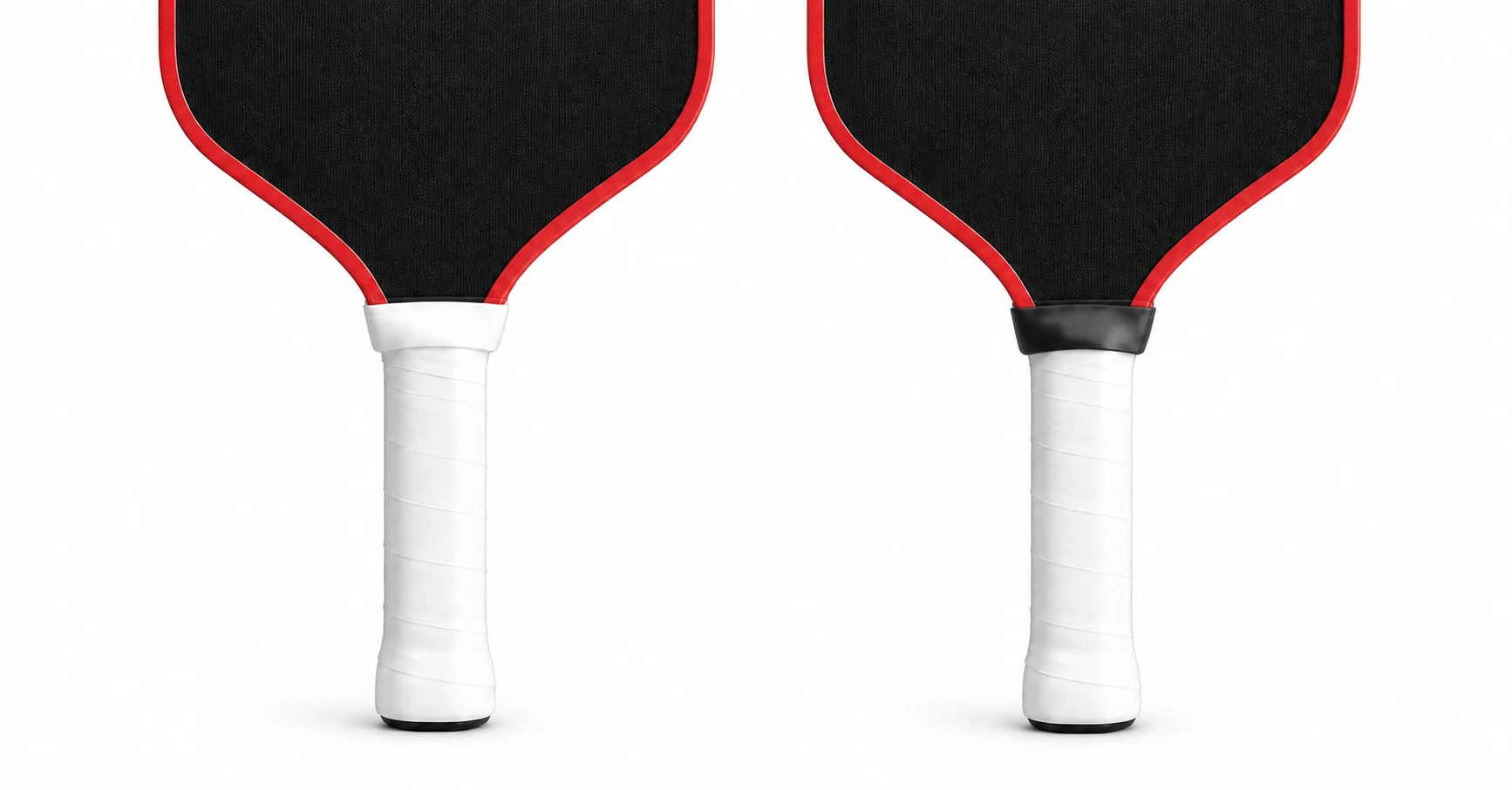 White and black custom pickleball paddle throat ring samples