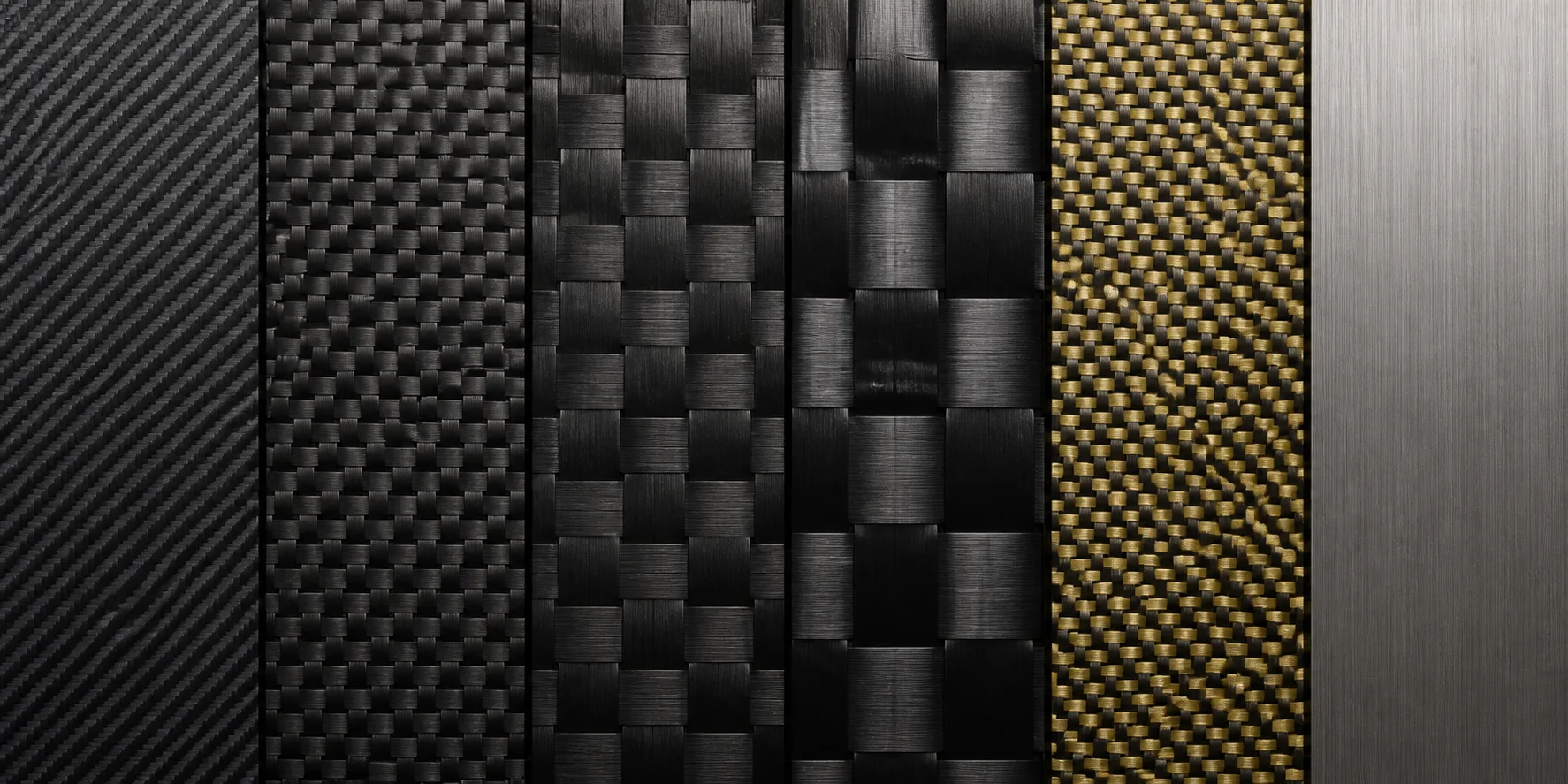 Carbon fiber, Kevlar and titanium paddle surface material samples